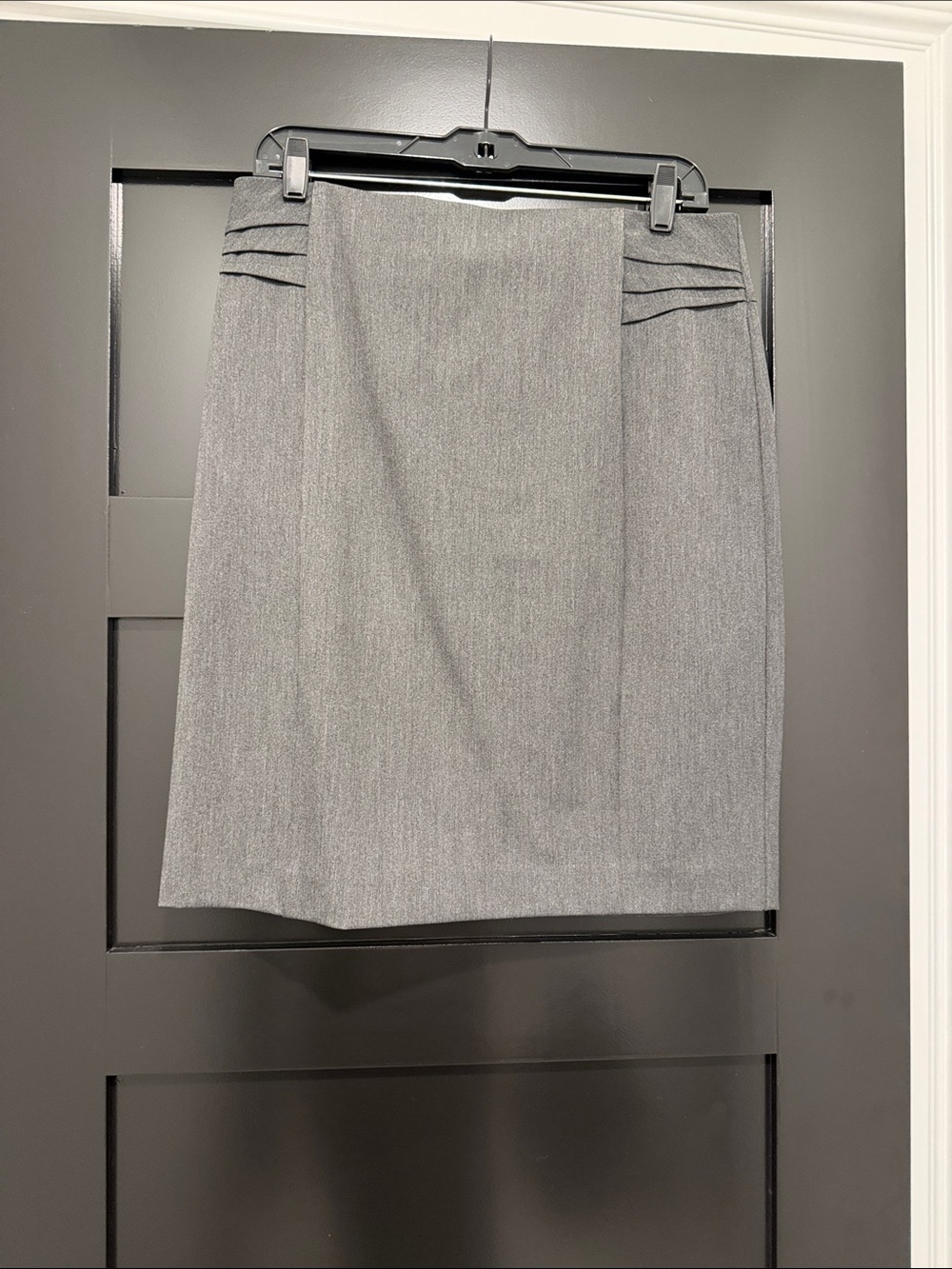 Express Gray Pencil Skirt with Pleat Accents